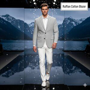 NWT Ruffian Threads & Heirs Men XXL Blazer 3-Pocket 100% Cotton Stripe B/W Cool